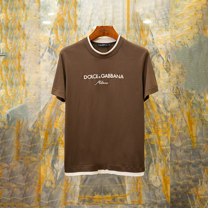 dolce gabbana embroidered logo cotton t-shirt